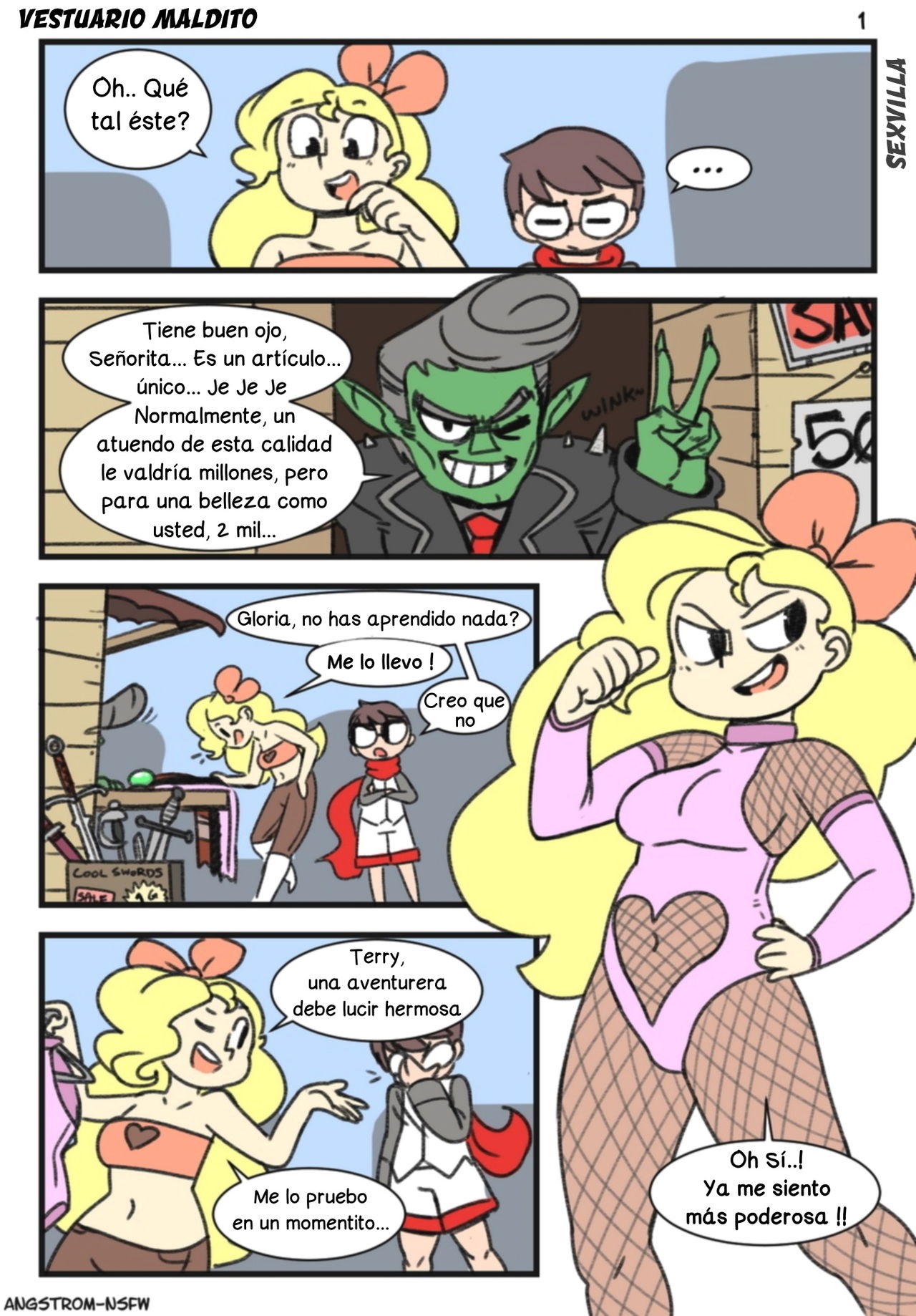 [Angstrom] Gloria y el Vestuario Maldito (Comic Porno)