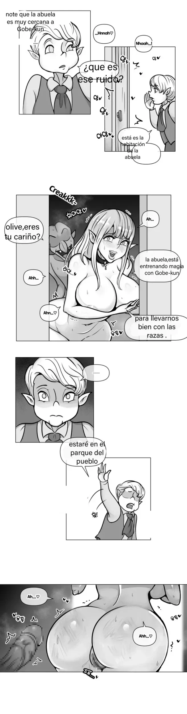 [XBOY] La noble elfa se convierte en el vertedero de leche de un joven goblin