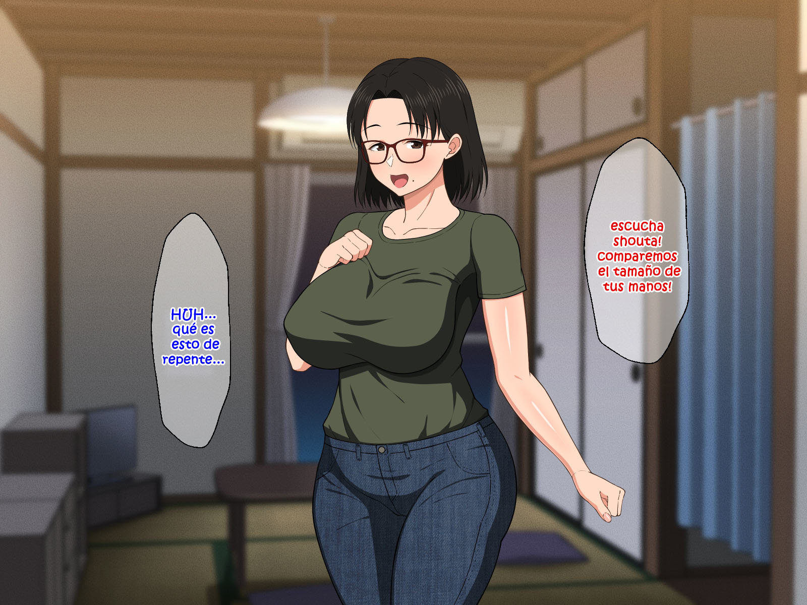 [Haruharu] SEXO Apasionado con una MADRE TETONA con Gafas (Comic Porn)