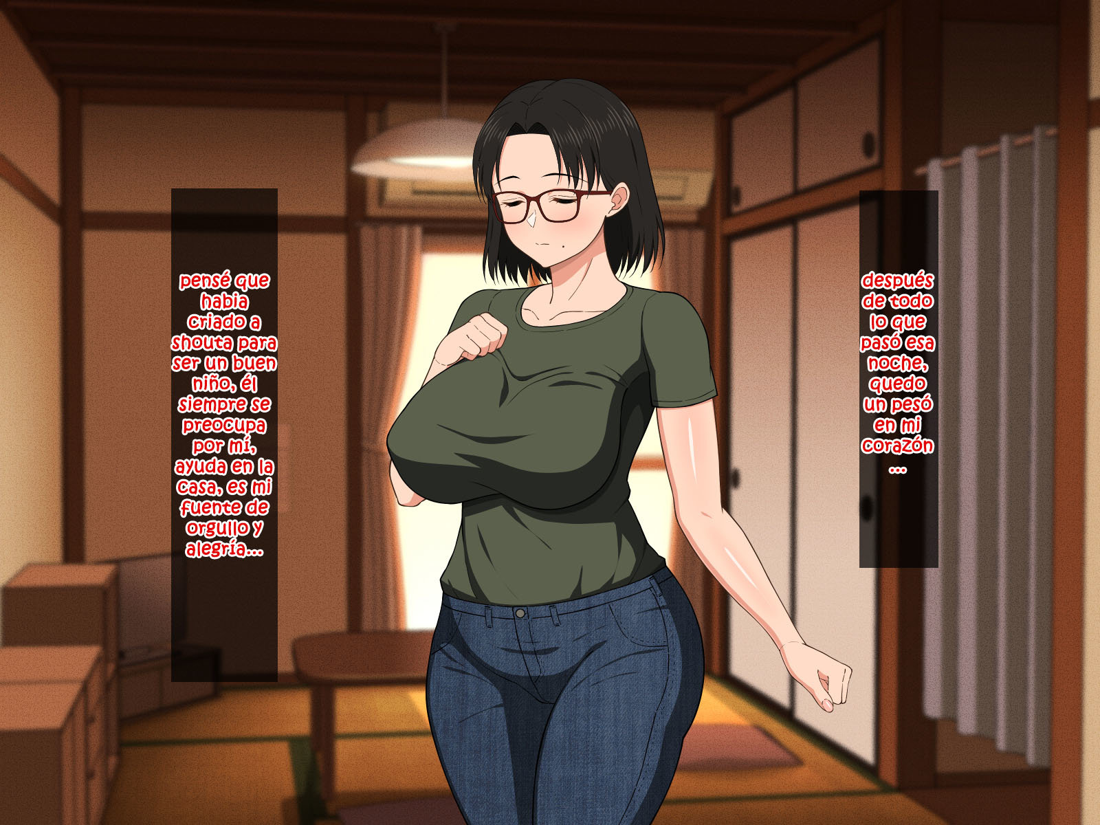 [Haruharu] SEXO Apasionado con una MADRE TETONA con Gafas (Comic Porn)