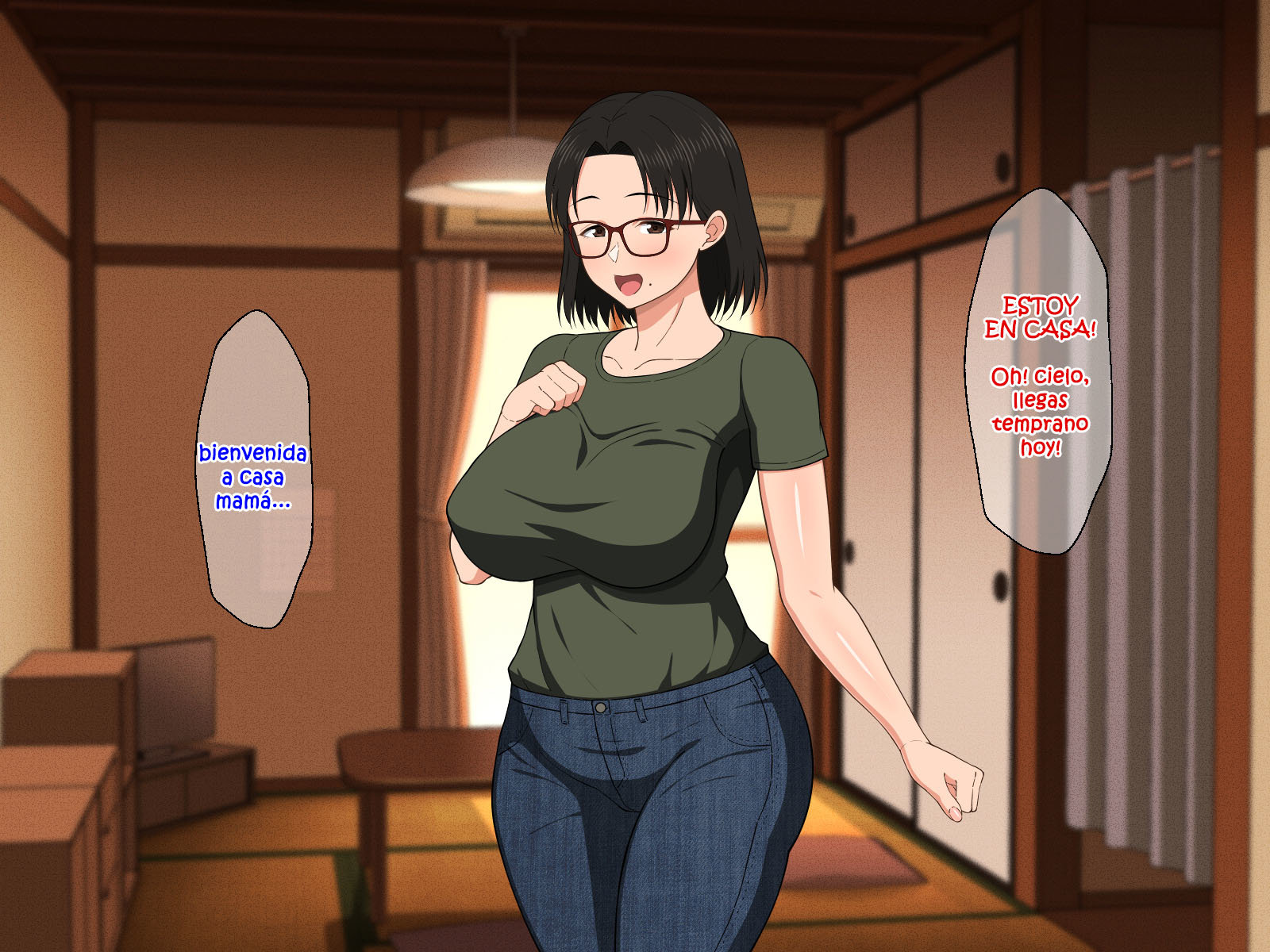 [Haruharu] SEXO Apasionado con una MADRE TETONA con Gafas (Comic Porn)