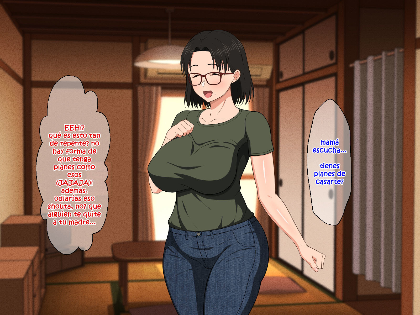 [Haruharu] SEXO Apasionado con una MADRE TETONA con Gafas (Comic Porn)
