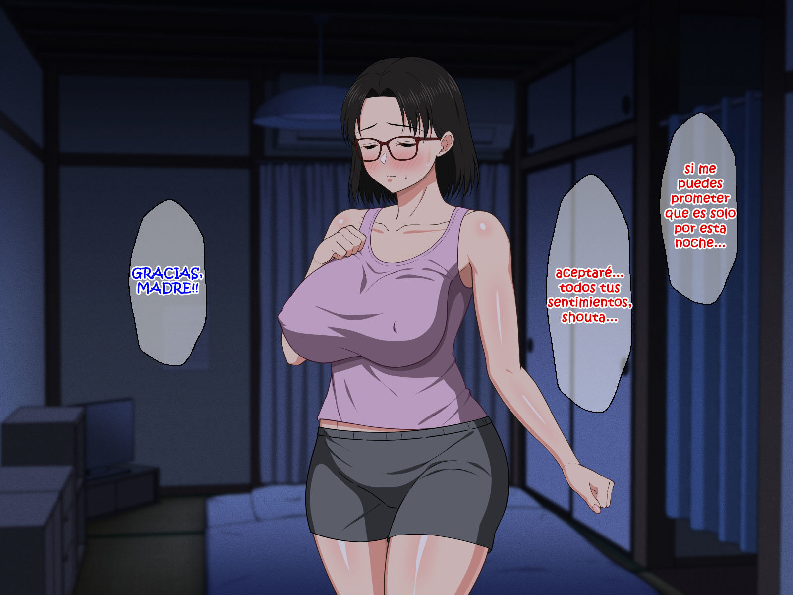 [Haruharu] SEXO Apasionado con una MADRE TETONA con Gafas (Comic Porn)