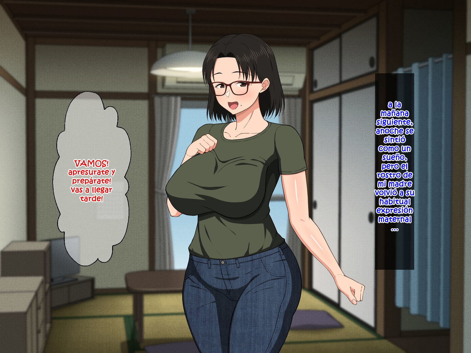 [Haruharu] SEXO Apasionado con una MADRE TETONA con Gafas (Comic Porn)