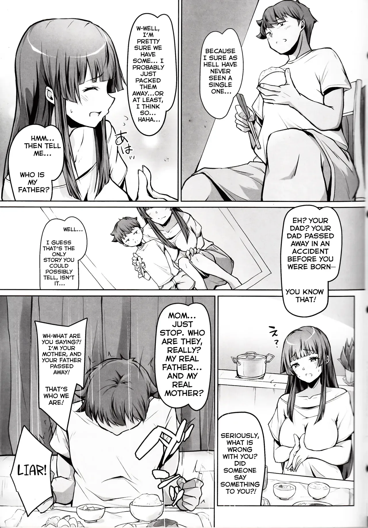 [circle82 (Hazuki Futahi)] Ore no Kaa-san wa Jiko Kouteikan ga Hikui. [English]